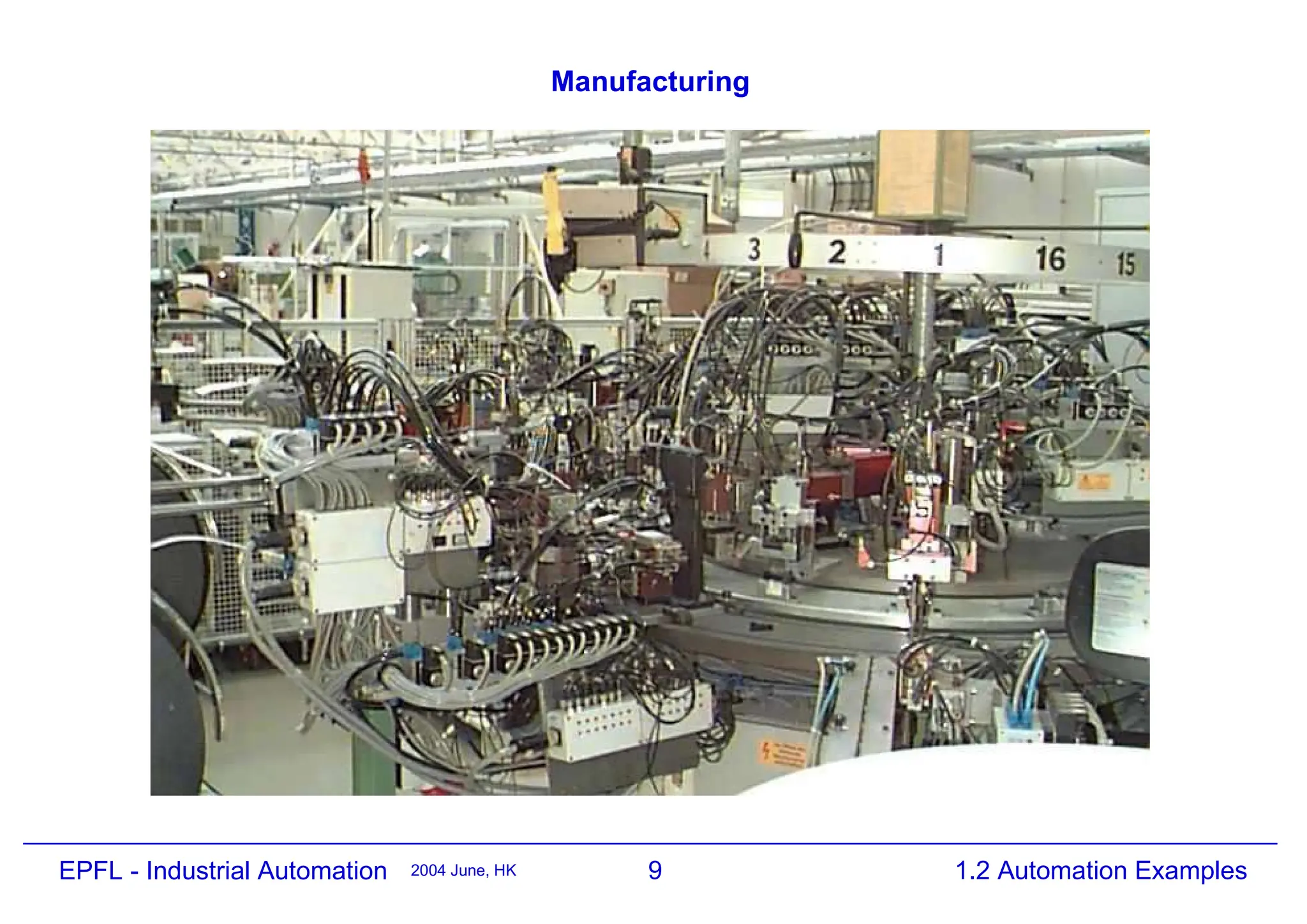 9
2004 June, HK 1.2 Automation Examples
EPFL - Industrial Automation
Manufacturing
 