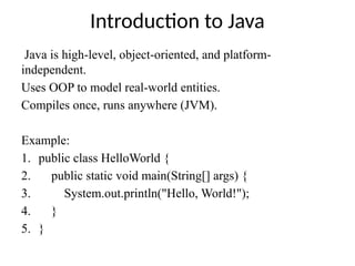 Basics_of_Java_OOP_Presentation.FINAL ON JAVA BASICS | PPTX