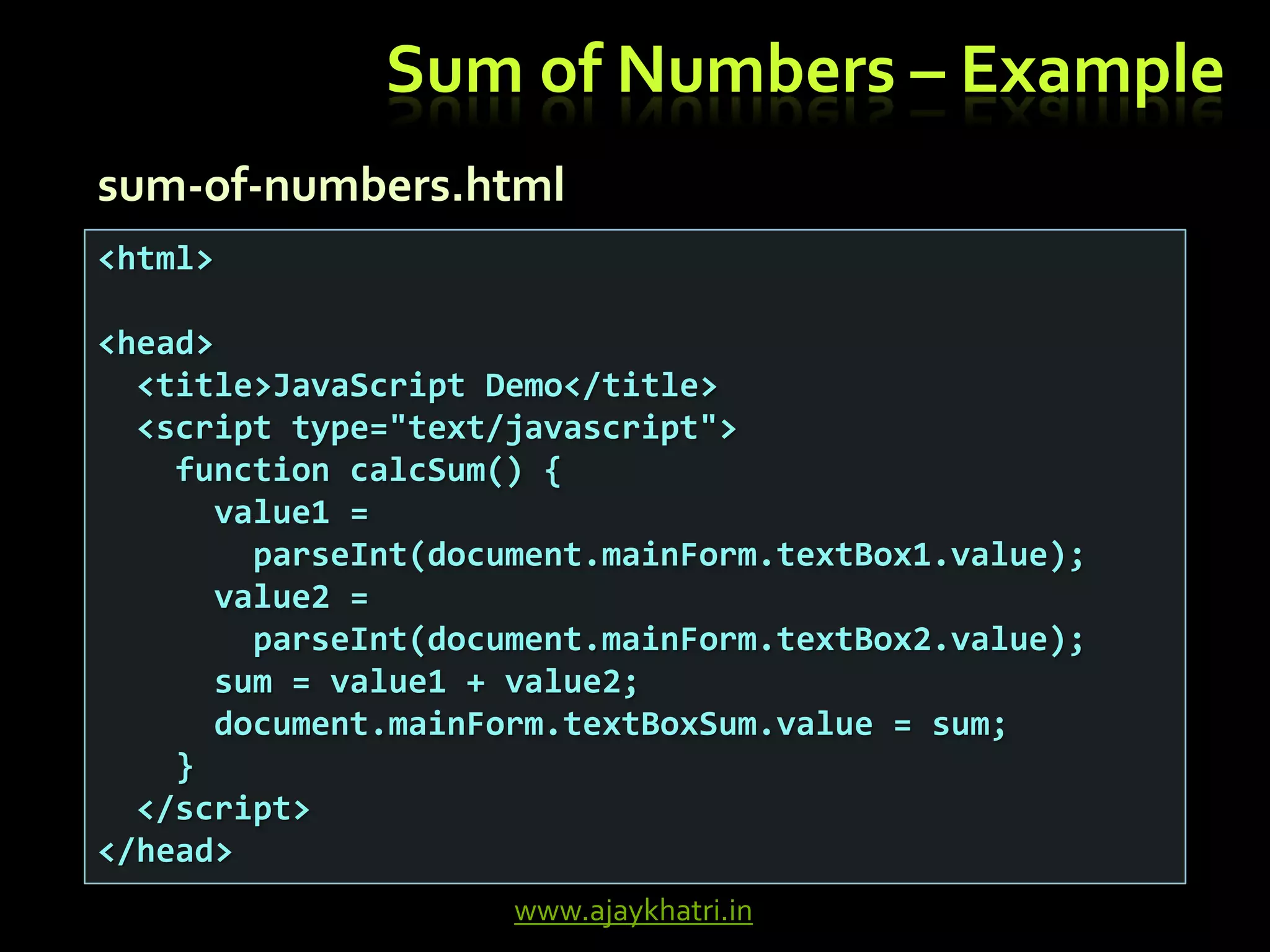 Basics of Java Script (JS) | PPTX | Web Development | Internet