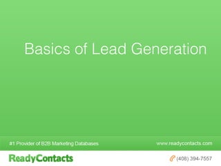 Basics of Lead Generation
 