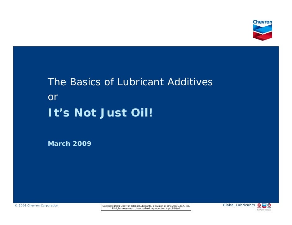 Basics of lubricant additives