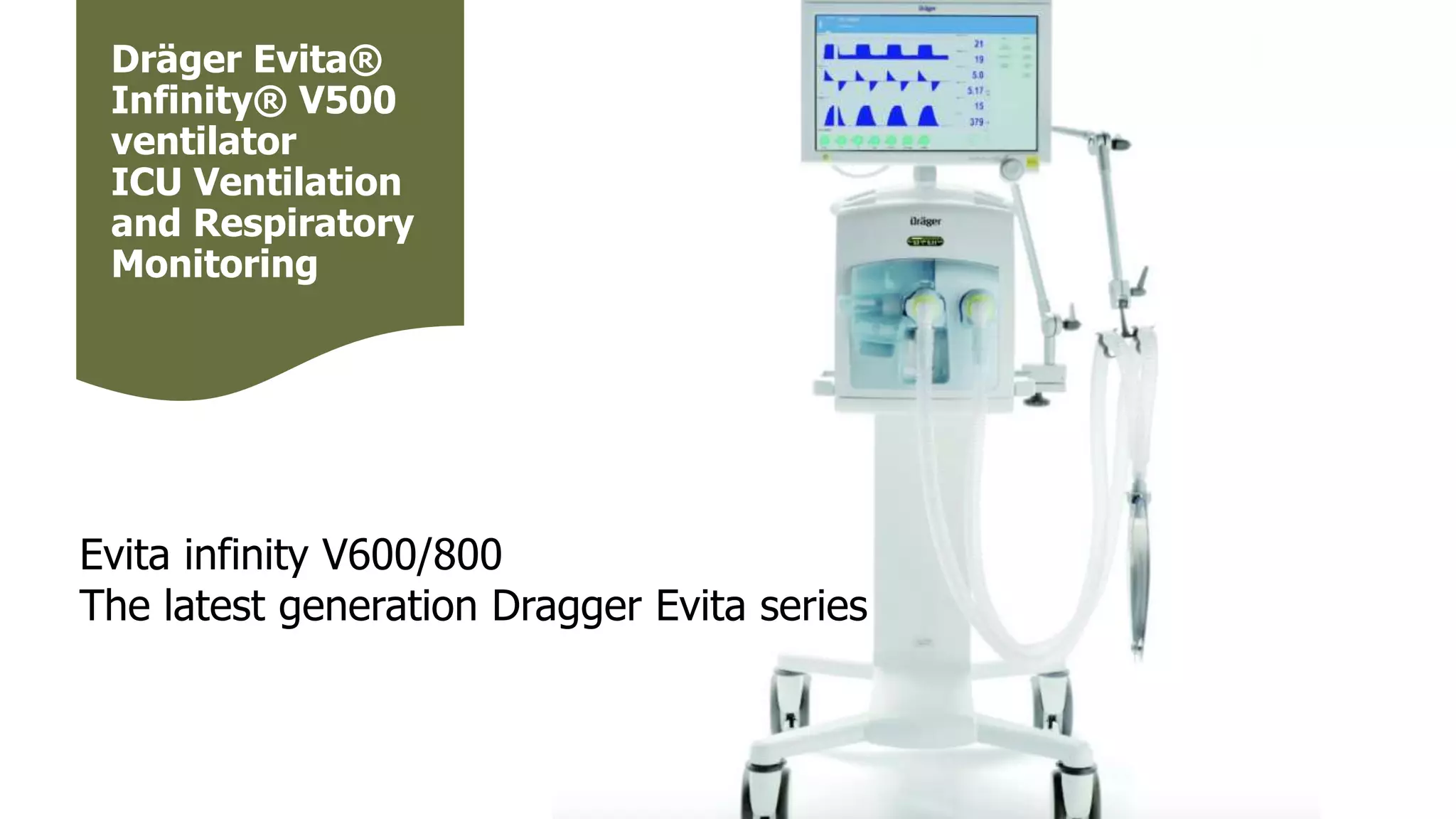 Dräger Evita®
Infinity® V500
ventilator
ICU Ventilation
and Respiratory
Monitoring
Evita infinity V600/800
The latest generation Dragger Evita series
 