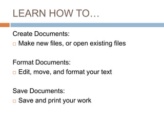 Basics of Microsoft Word | PPTX