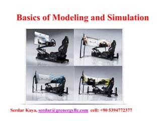 Basics of Modeling and Simulation
Serdar Kaya, serdar@grenergyllc.com cell: +90 5394772377
 