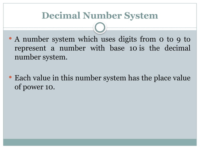 Basics of Number System - Binary number system octal number system | PPT