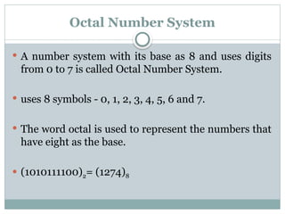 Basics of Number System - Binary number system octal number system | PPT