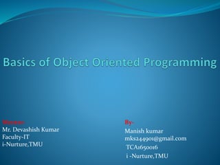 Basics of object oriented programming | PPT