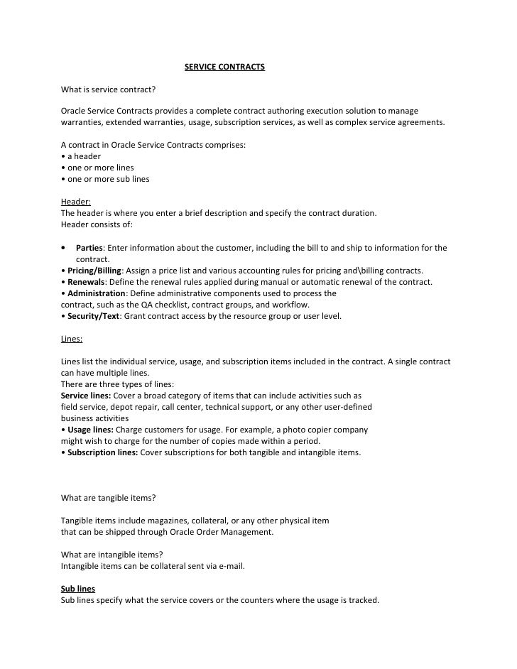 basics of oracle service contracts services contract examples