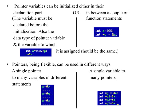 Basics of pointer, pointer expressions, pointer to pointer and pointer ...