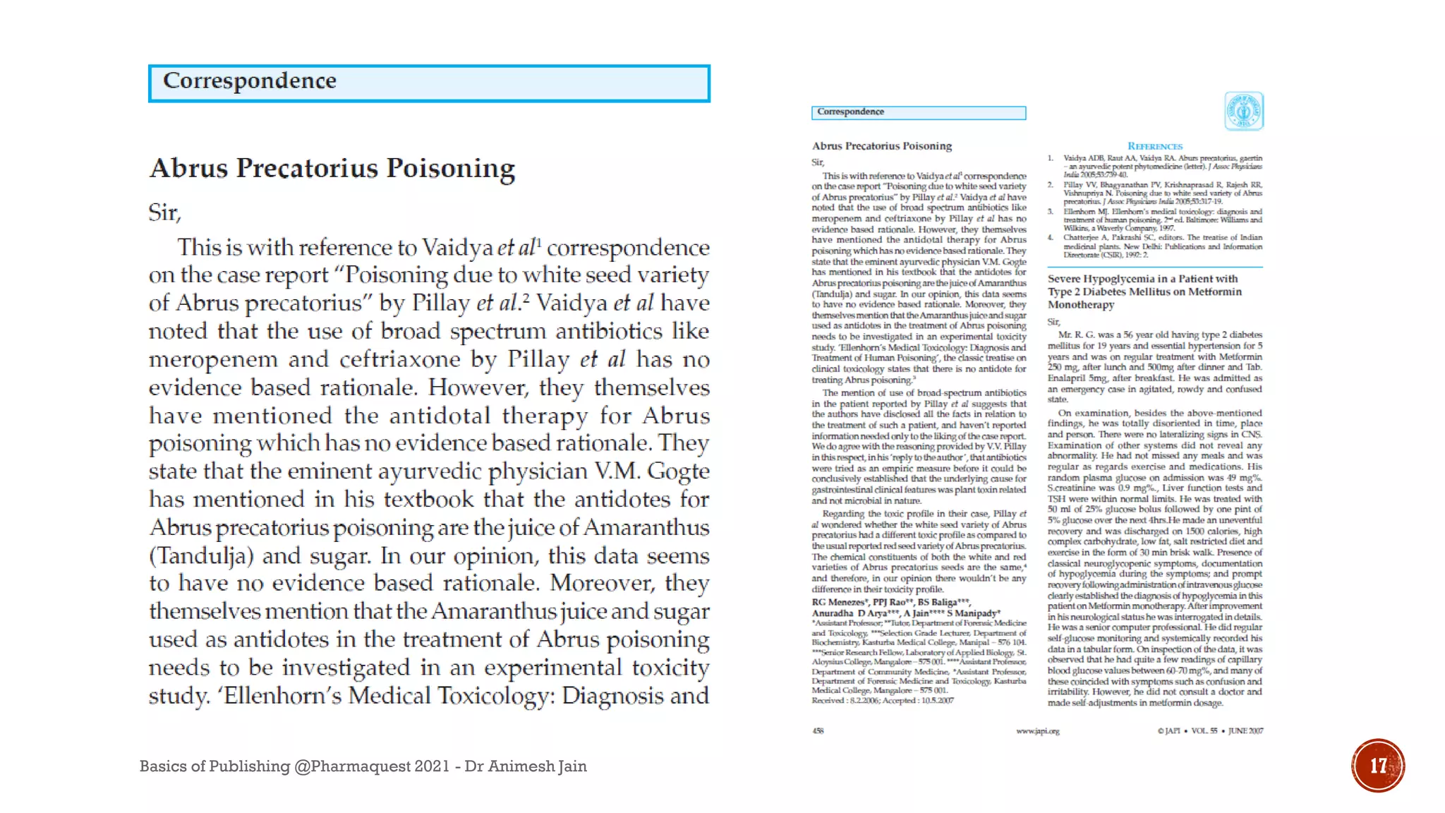 Basics of Publishing @Pharmaquest 2021 - Dr Animesh Jain 17
 