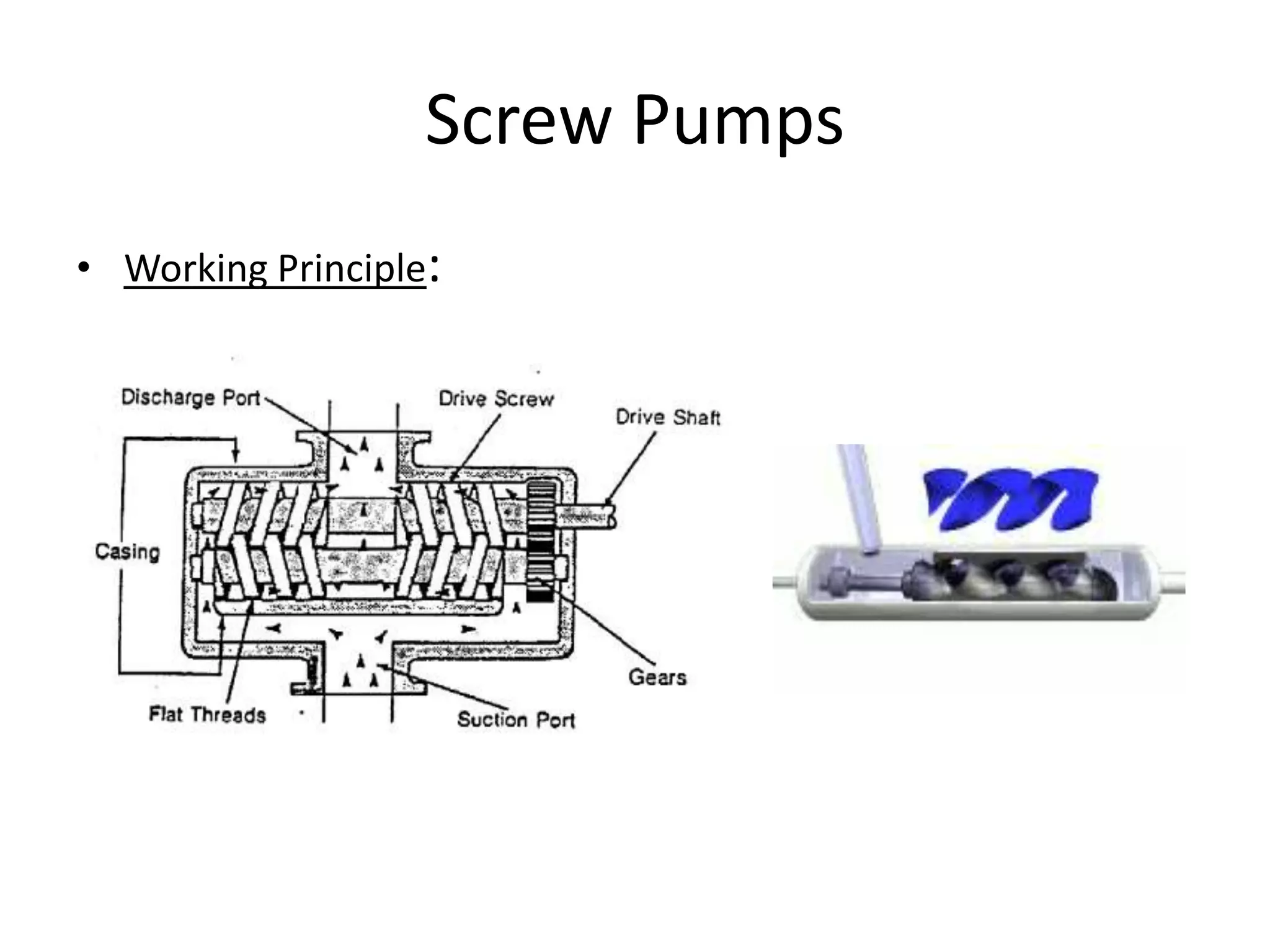 Screw Pumps
• Working Principle:
 