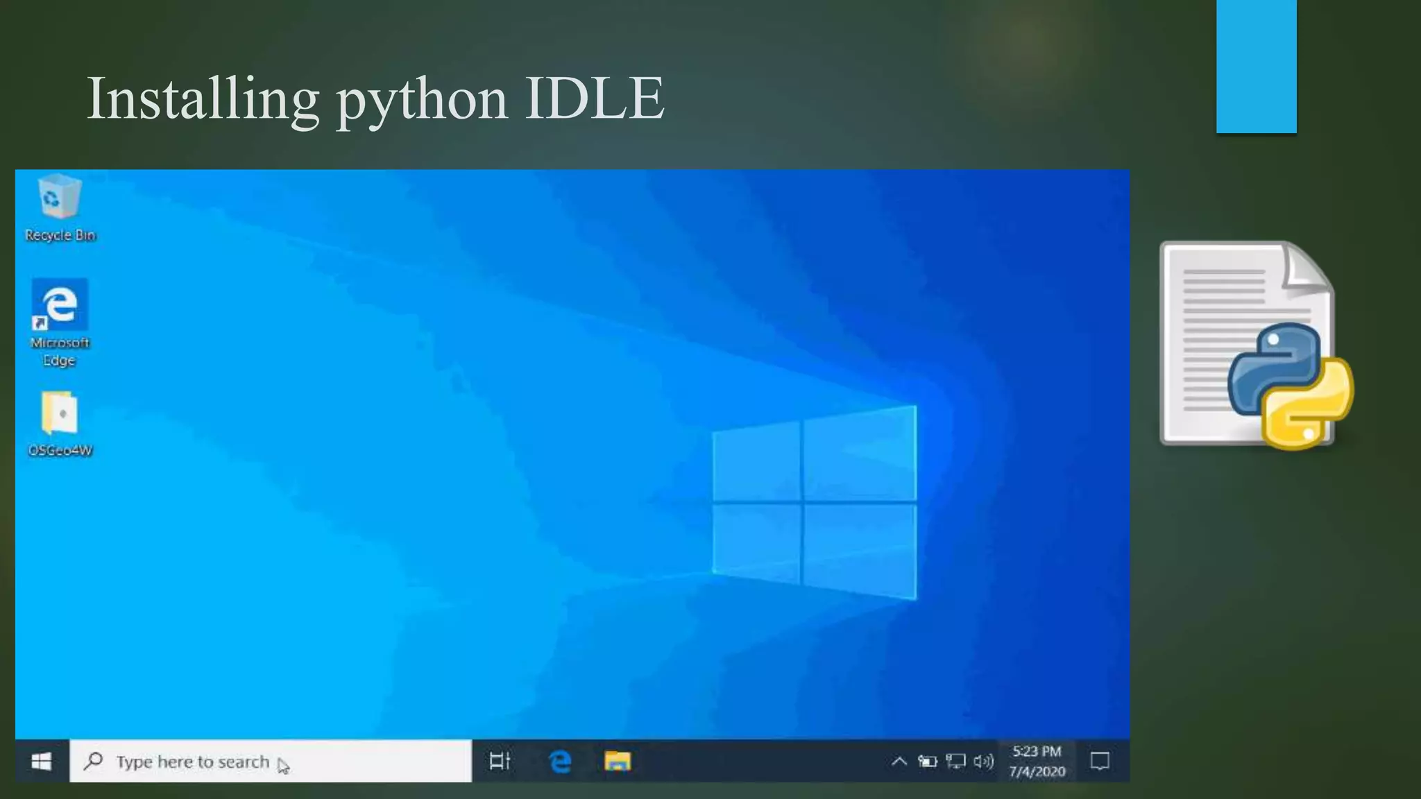 Installing python IDLE
 