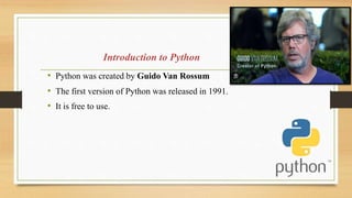BASICS OF PYTHON usefull for the student who would like to learn on ...