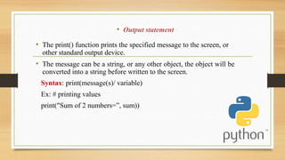 BASICS OF PYTHON usefull for the student who would like to learn on ...