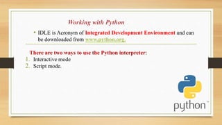BASICS OF PYTHON usefull for the student who would like to learn on ...