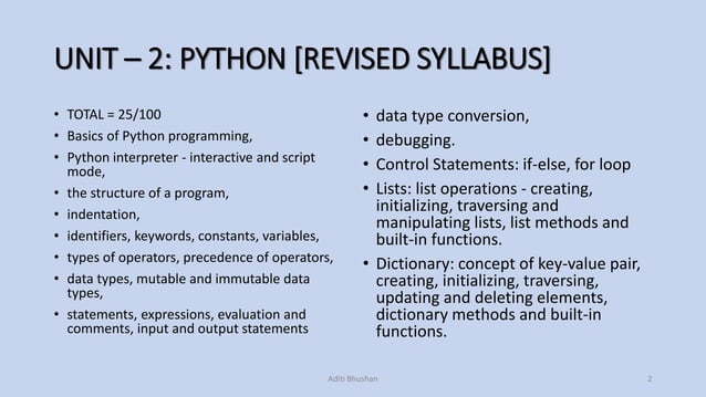 Basics of python programming | PPT