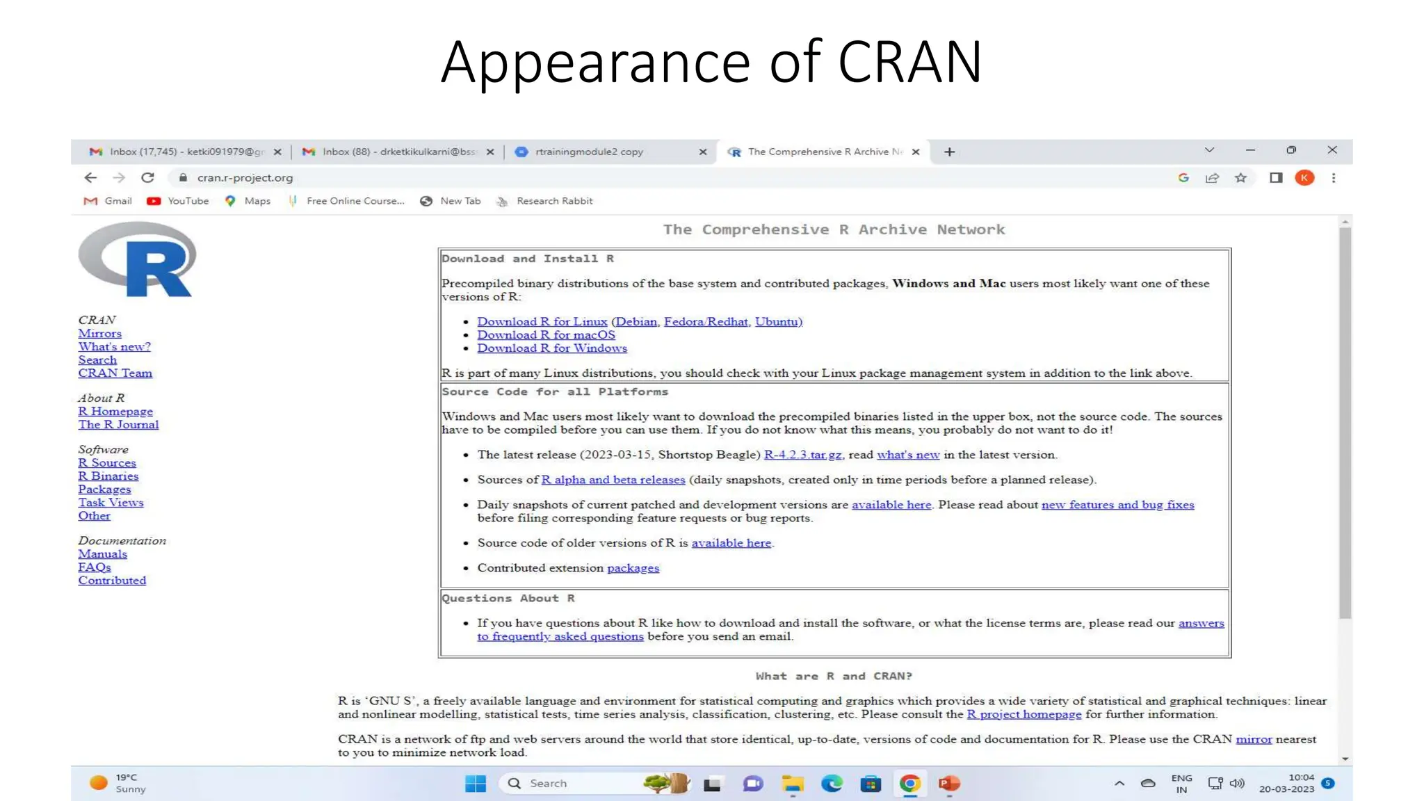 Appearance of CRAN 
