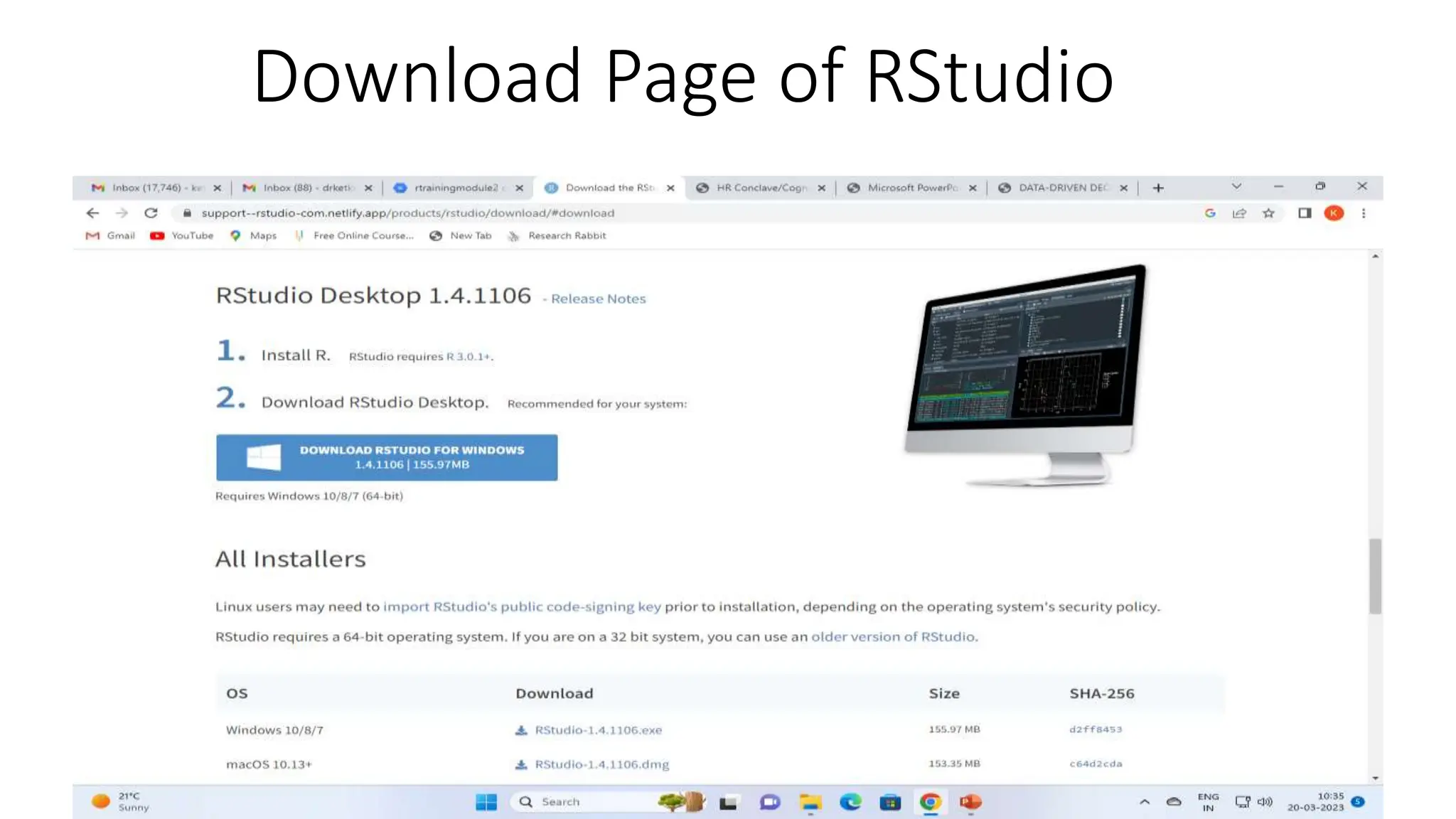 Download Page of RStudio 