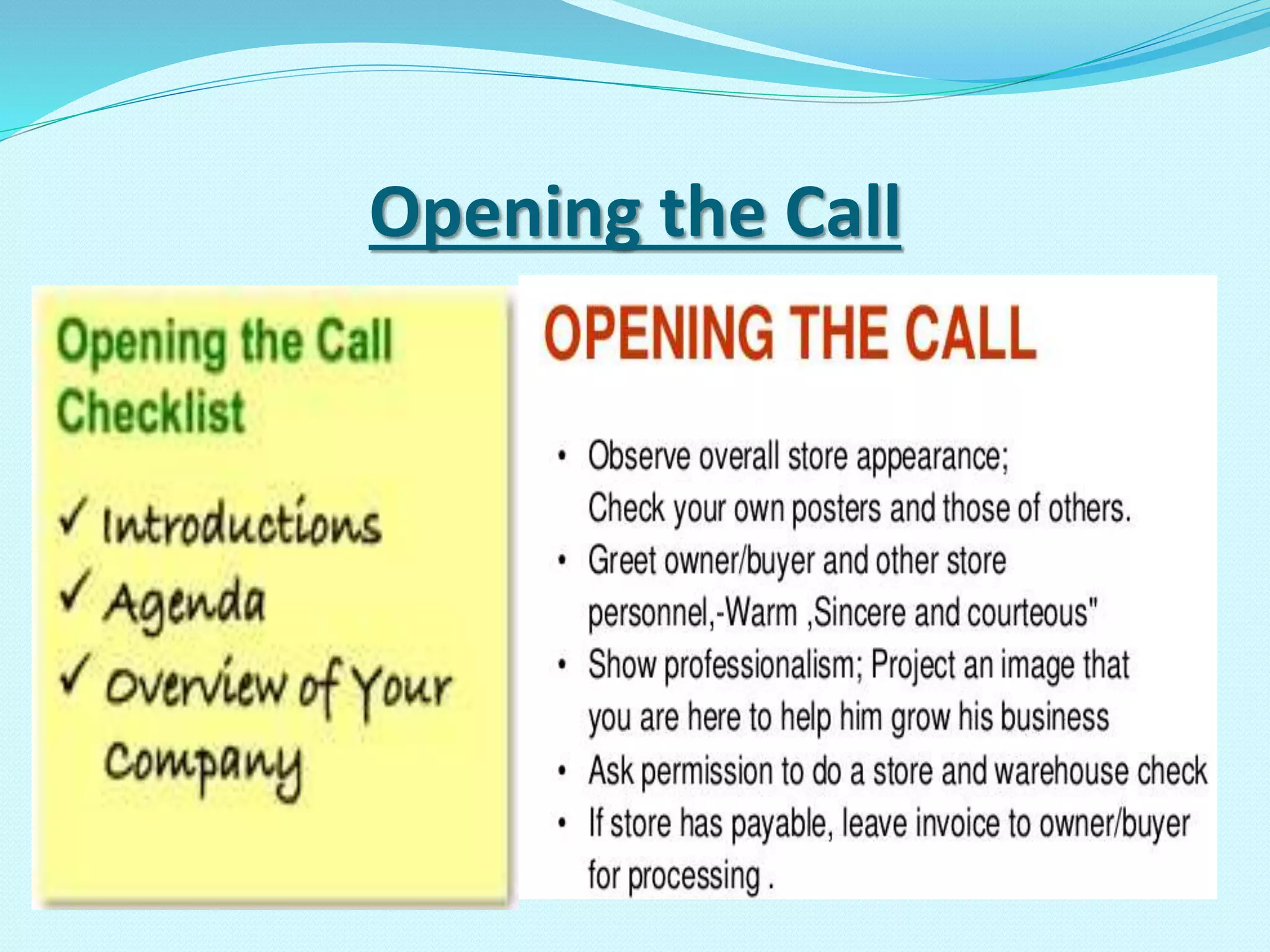 Opening the Call
 