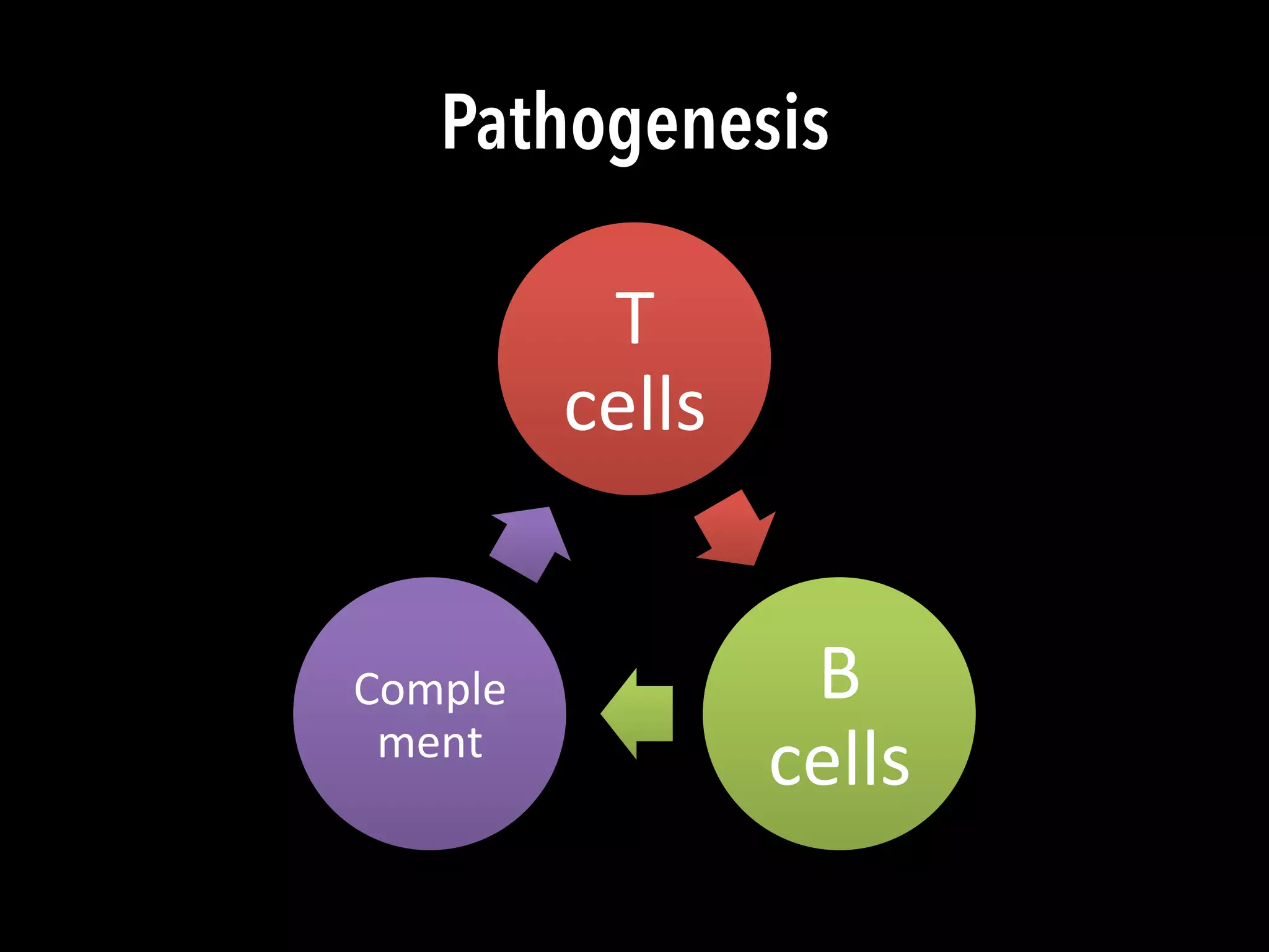 Pathogenesis
T	
  
cells	
  
B	
  
cells	
  
Comple
ment	
  
 