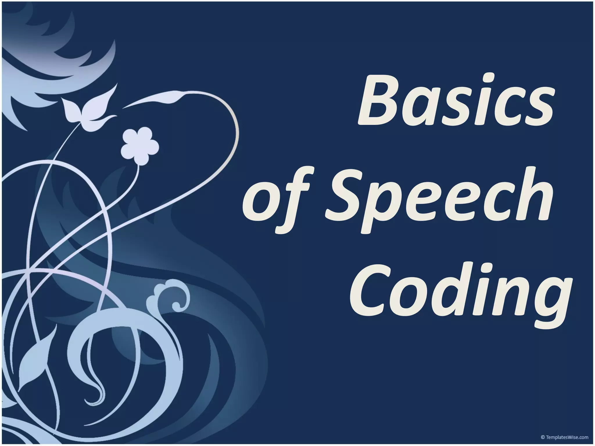 Basics of Speech Coding 