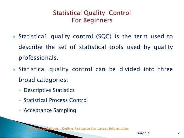 basics of statistical quality control for pharmaceuticals statistical quality control