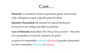 supply demand demand is the combination of desire... basics of supply and deman | PPTX