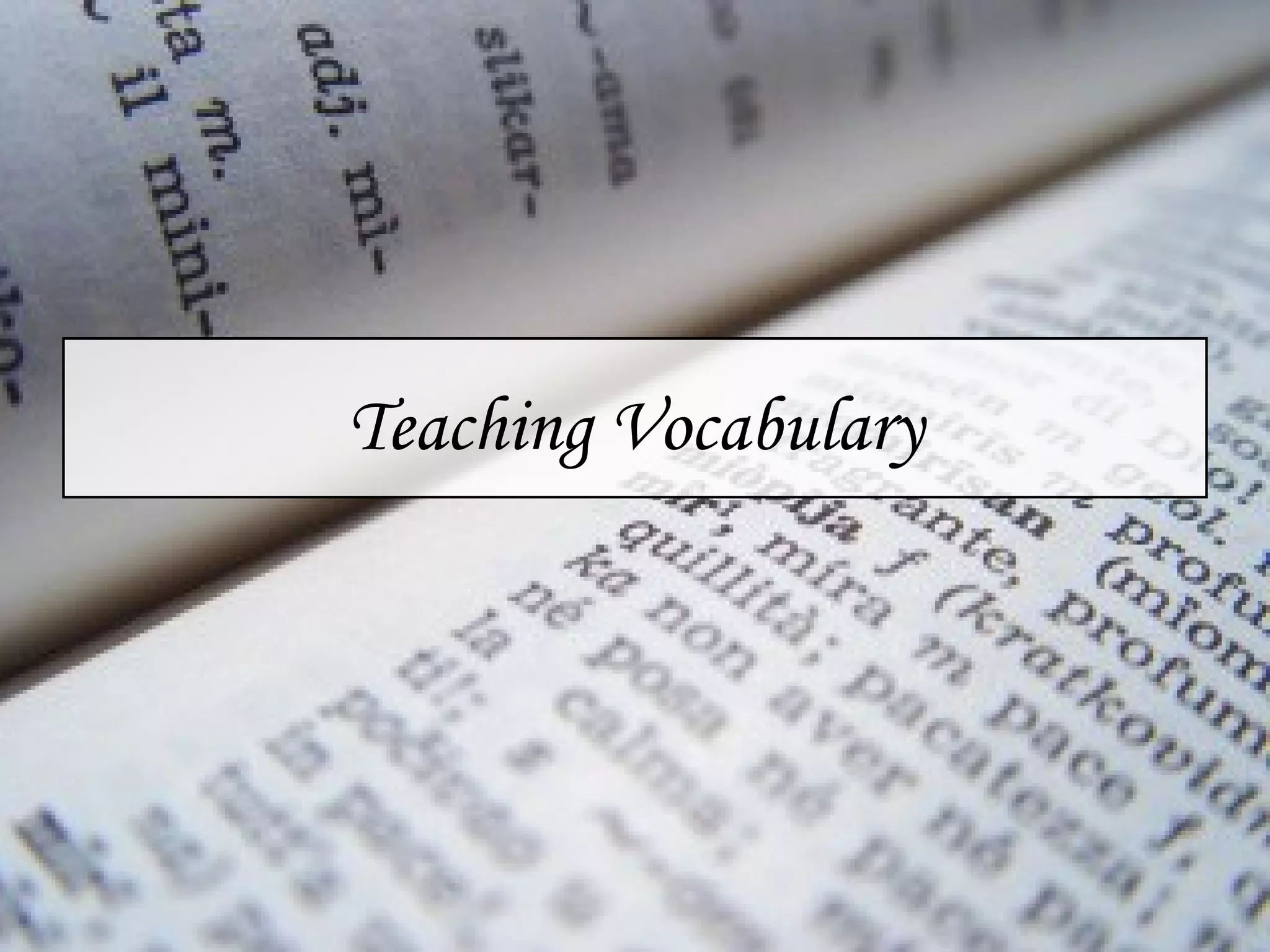 Teaching Vocabulary 