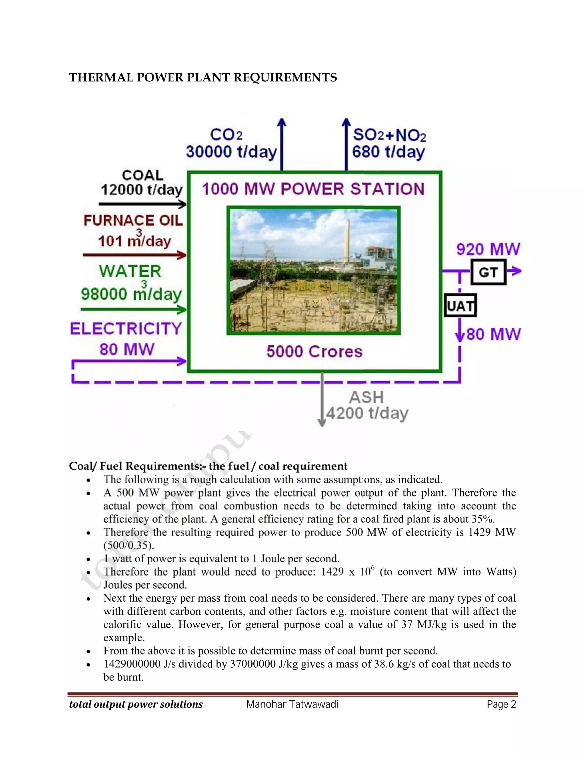 Basics of Coal Based Thermal power plant | PDF
