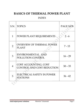 Basics of Coal Based Thermal power plant | PDF
