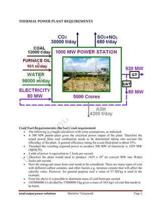 Basics of Coal Based Thermal power plant | PDF