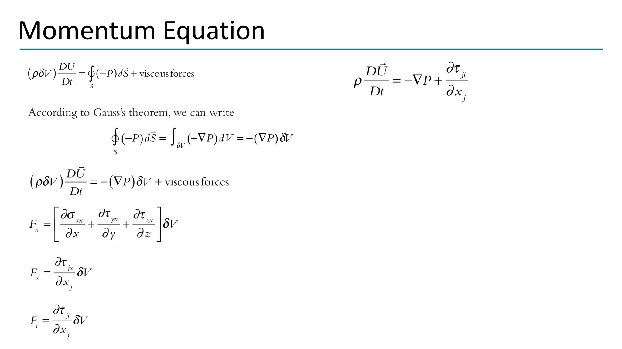 Momentum Equation
 