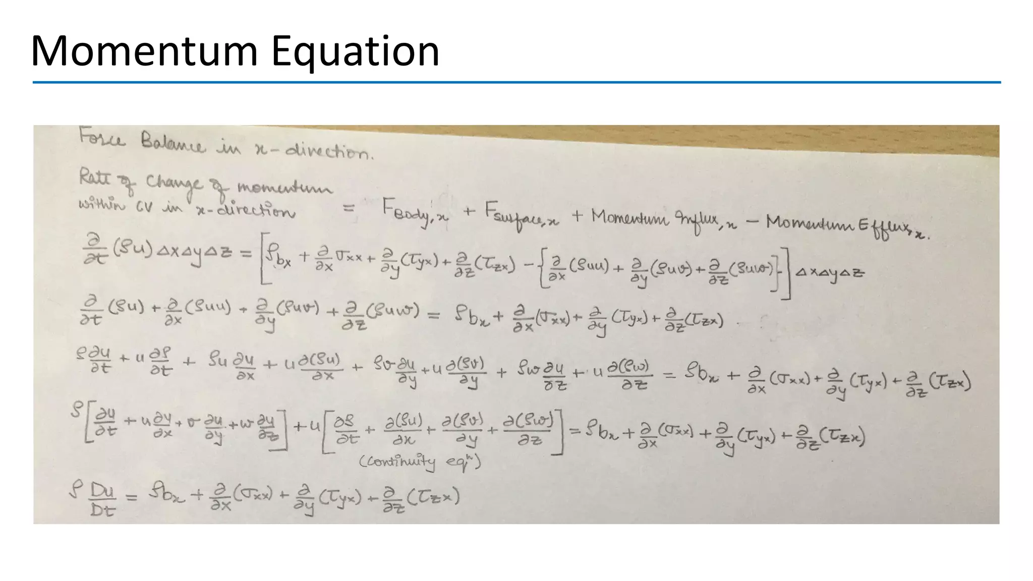 Momentum Equation
 