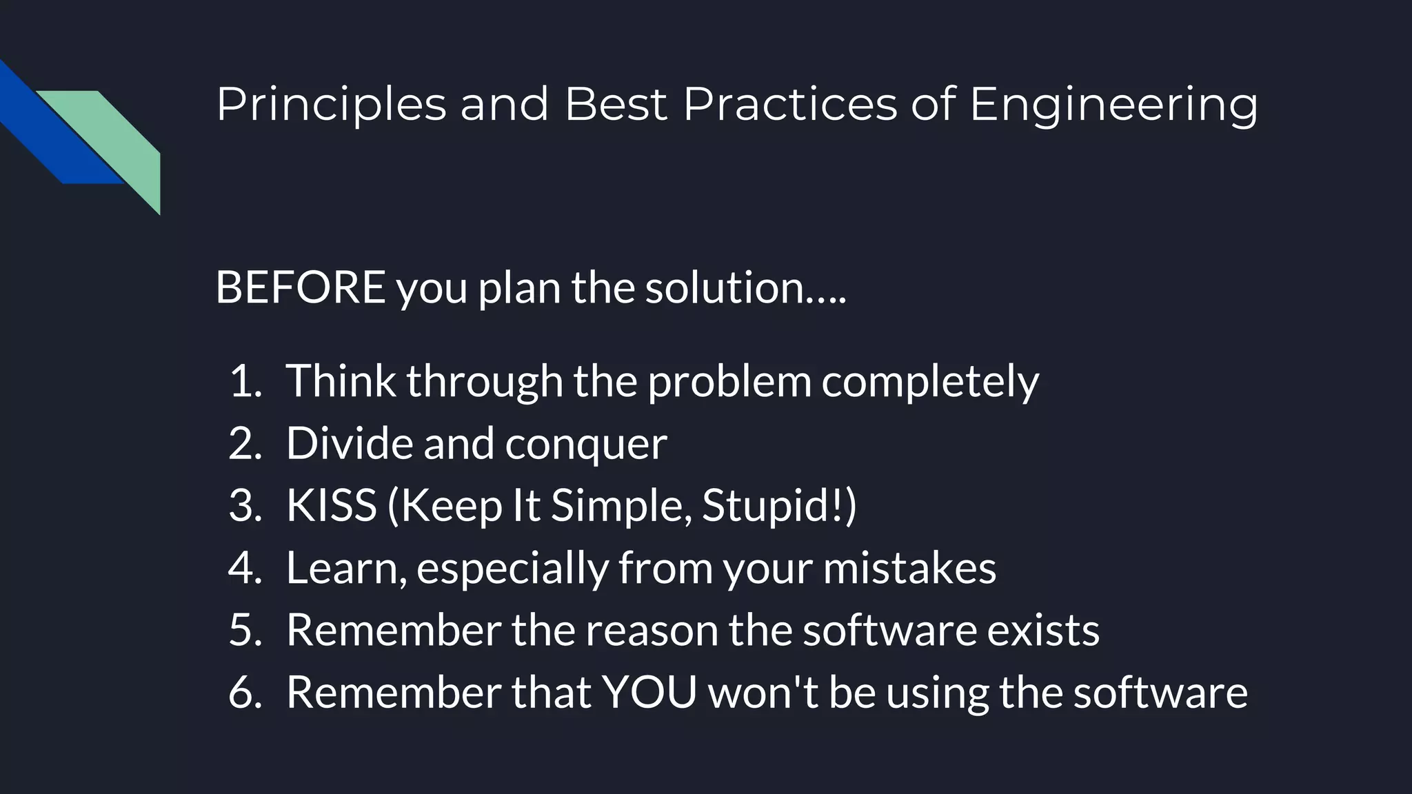 Basic software engineering principles - Session 1 | PPT