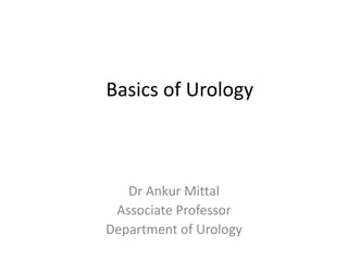 Basics of Urology
Dr Ankur Mittal
Associate Professor
Department of Urology
 