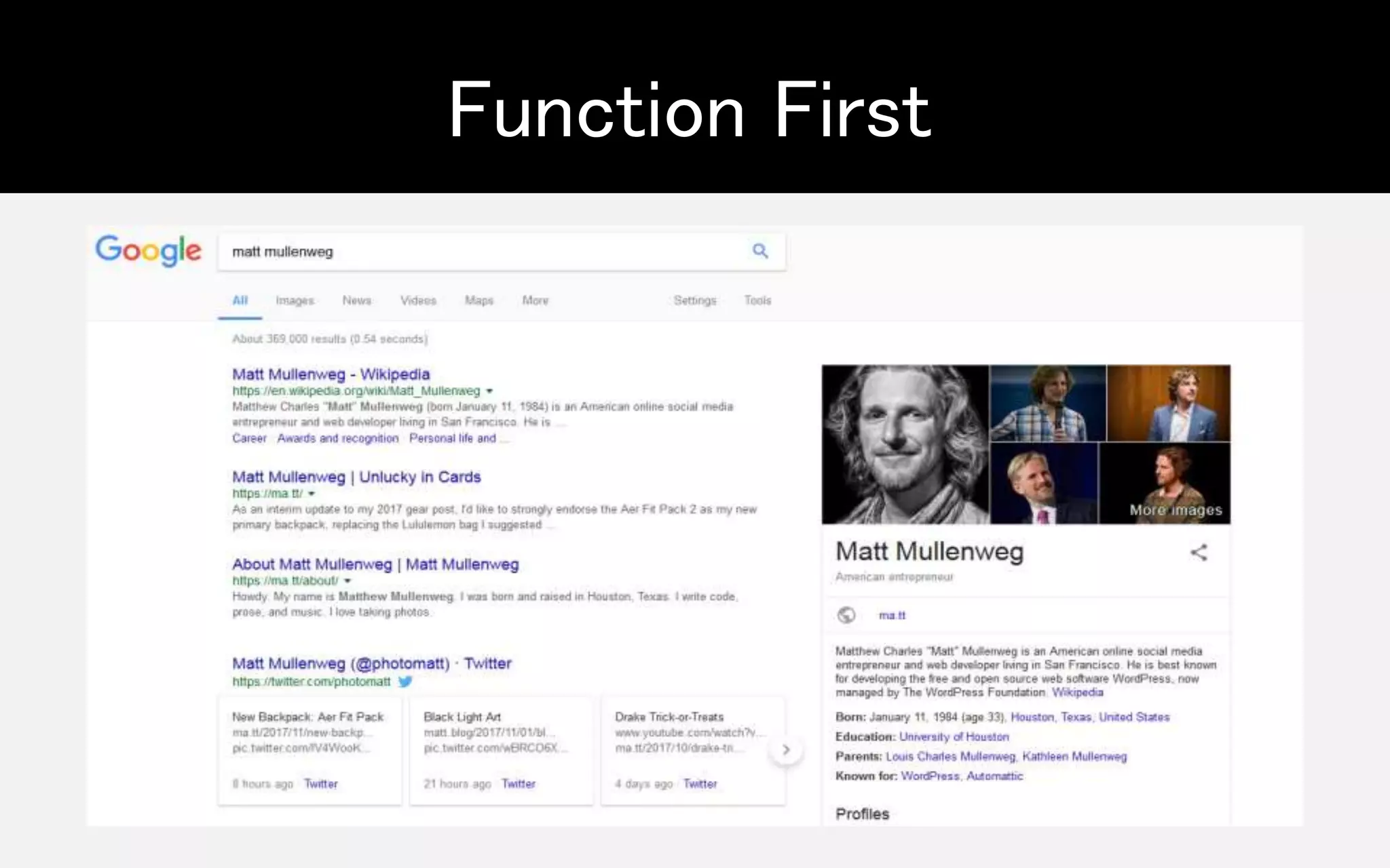 Google.com
Function First