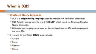 Comprehensive Introduction to Basic SQL Concepts and Commands | PPTX