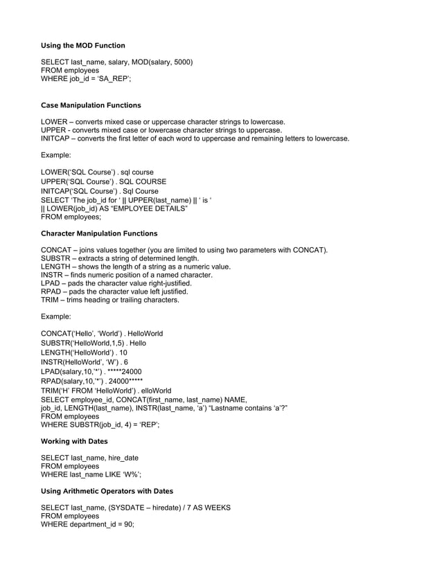 Basic Sql Handouts | PDF