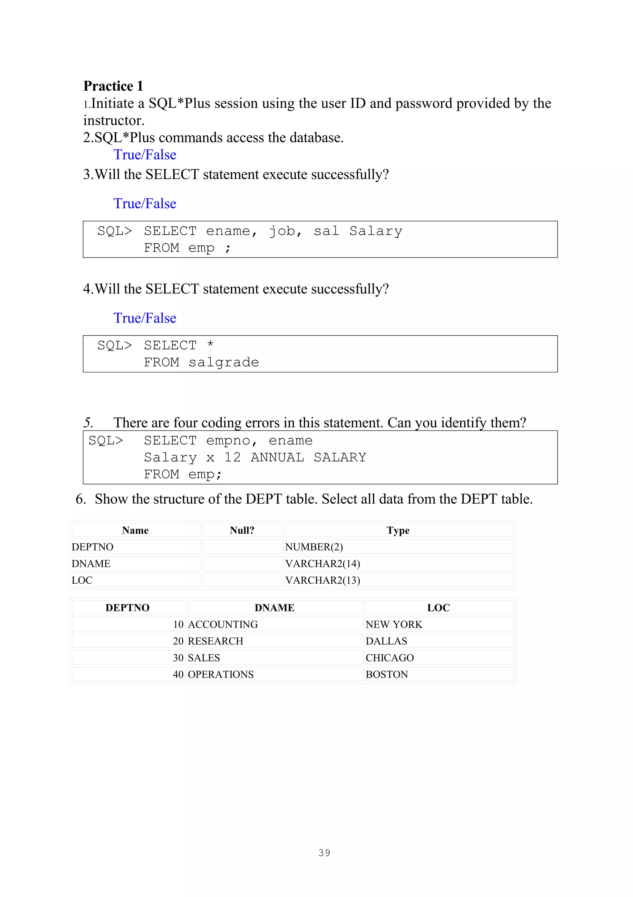 Basic sqlstatements | PDF