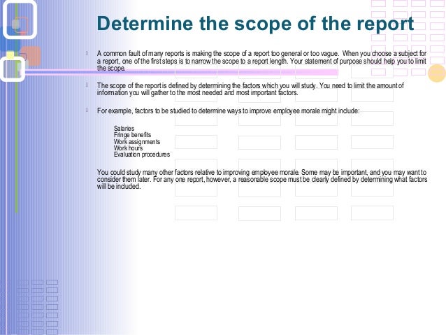 basics reports writing scope report