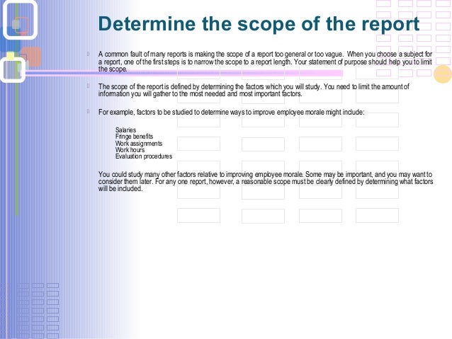 Procedure of historical report writing