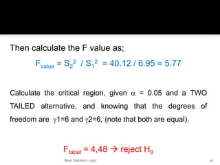 Basic statistics 11 - f - test | PDF