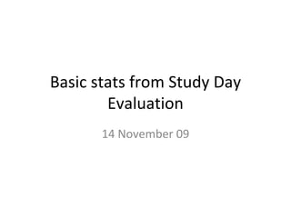 Basic stats from Study Day Evaluation 14 November 09 