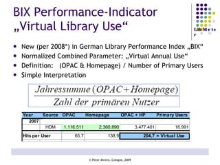 BIX Performance-Indicator  „Virtual Library Use“ ,[object Object],[object Object],[object Object],[object Object]