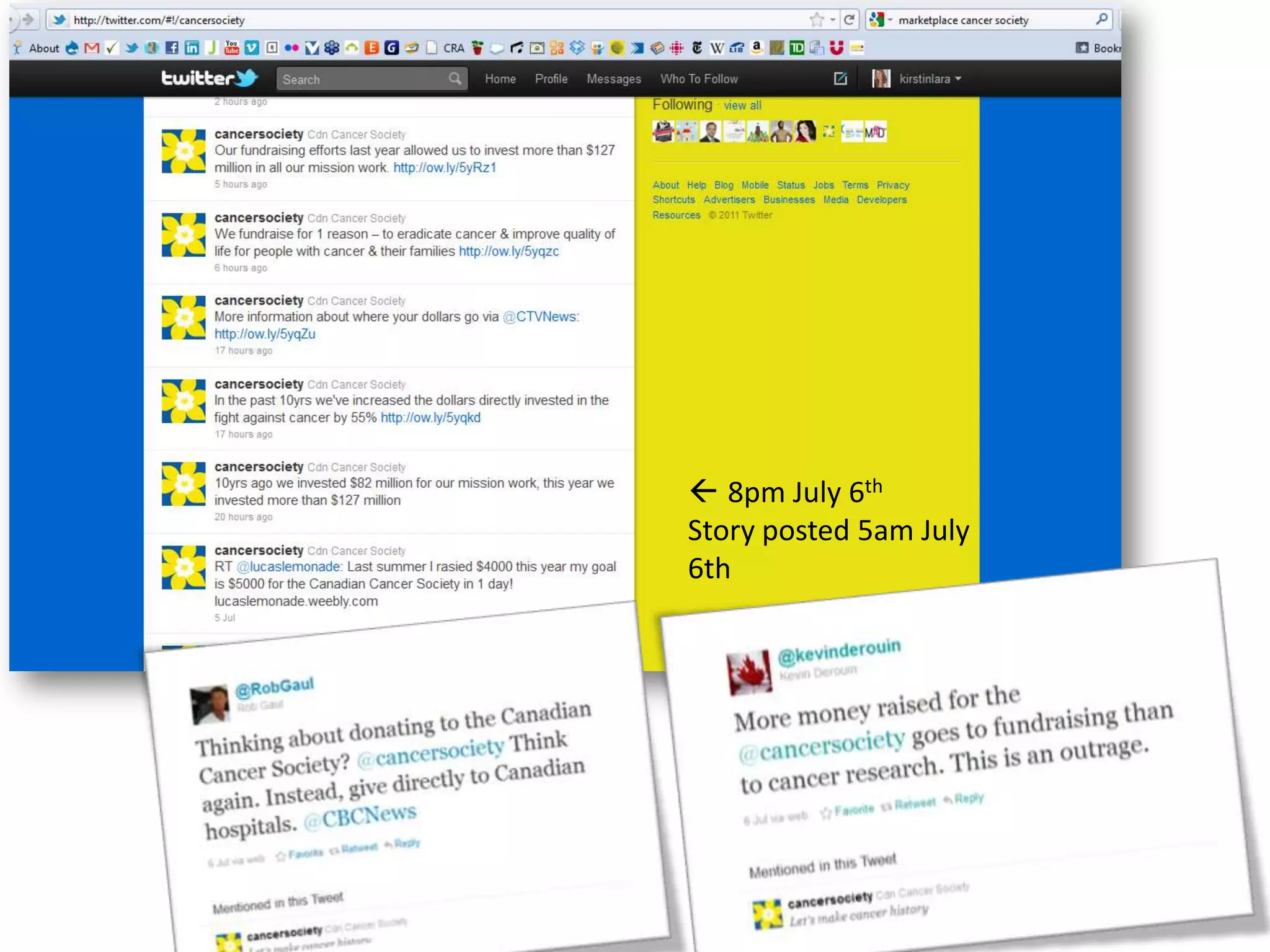  8pm July 6th
Story posted 5am July
6th
 