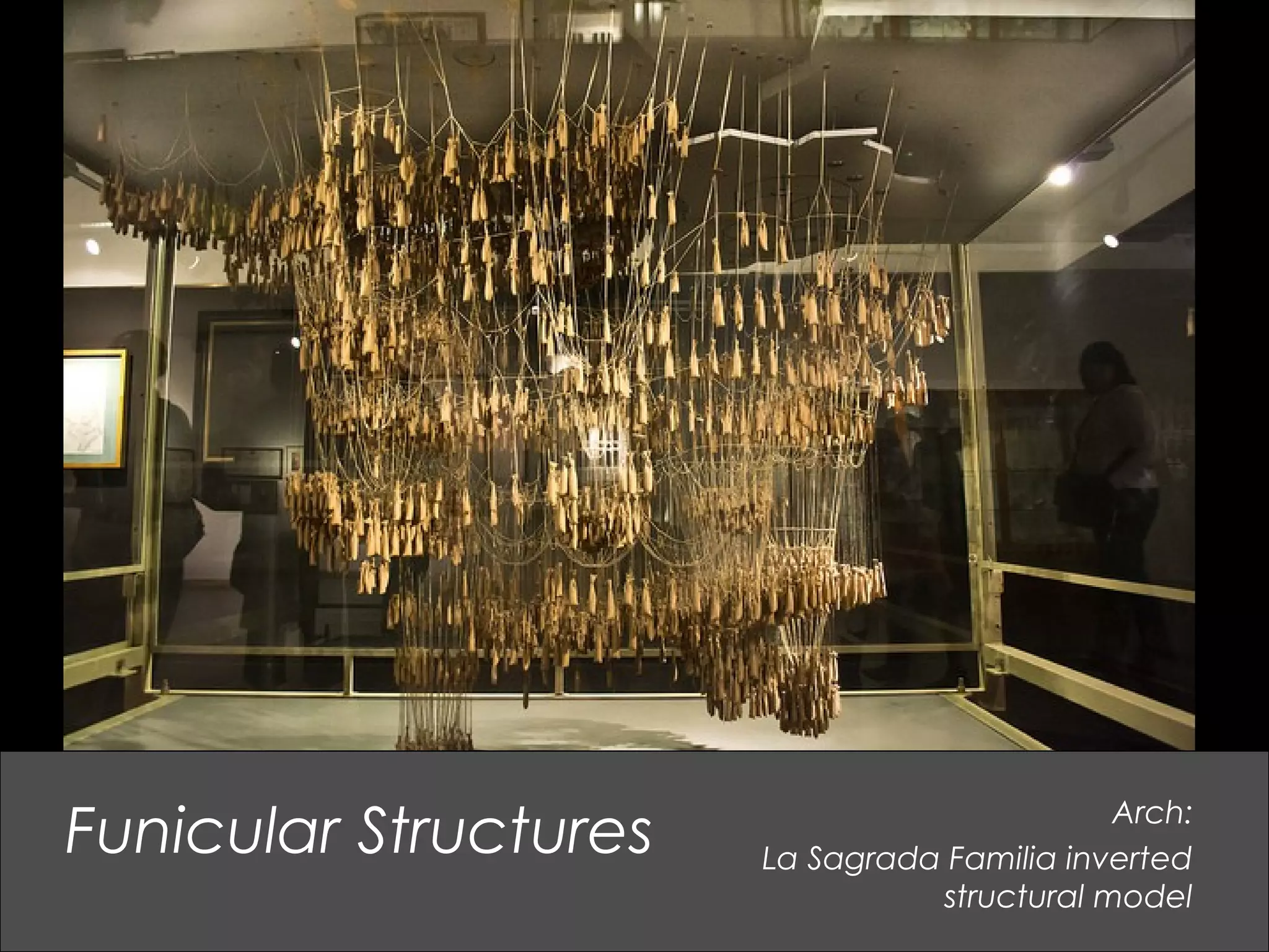 Arch:
La Sagrada Familia inverted
structural model
Funicular Structures
 