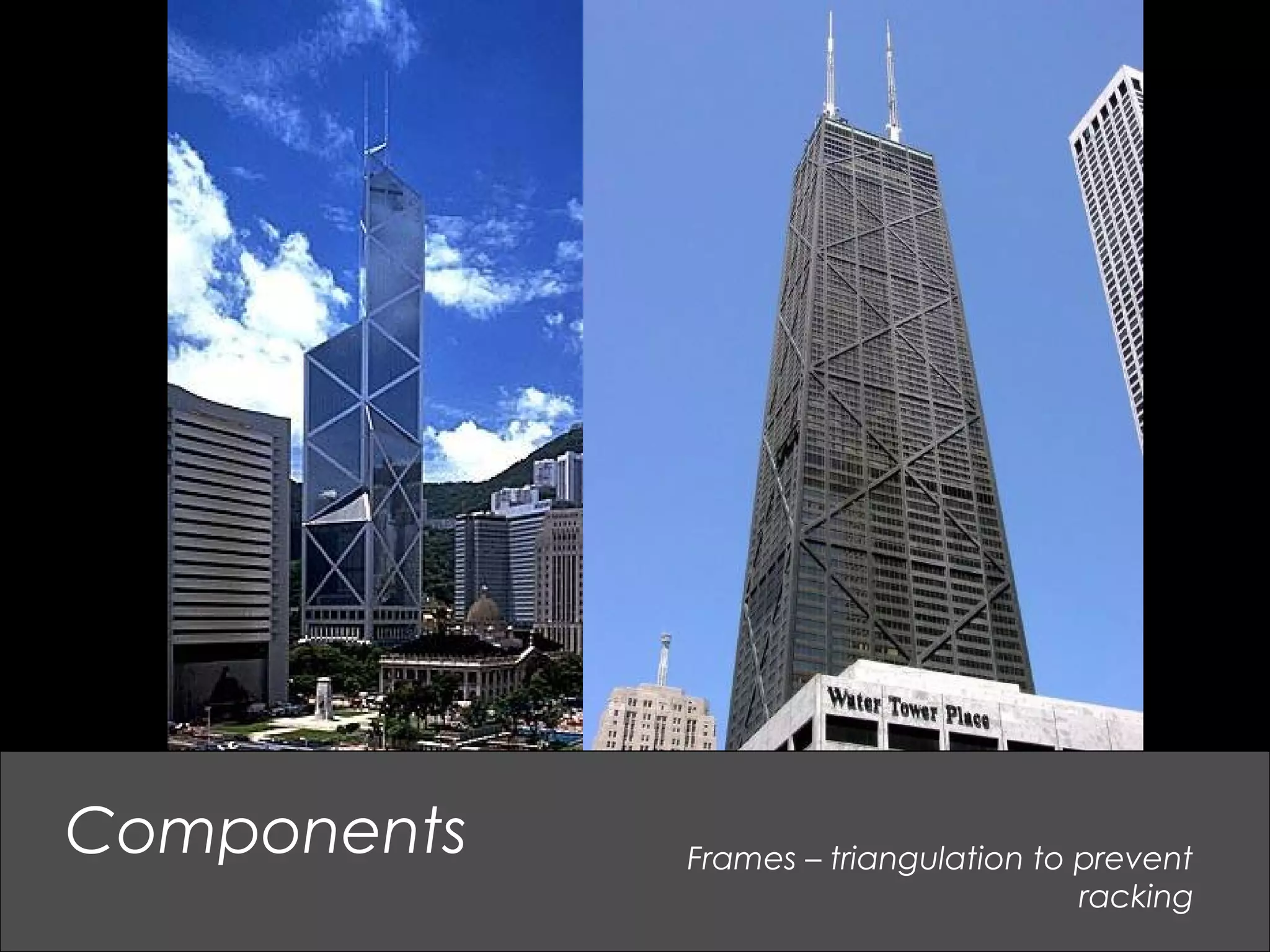 Components Frames – triangulation to prevent
racking
 