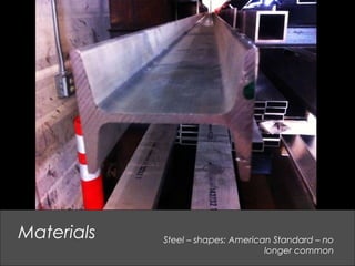 Steel – shapes: American Standard – no
longer common
Materials
 