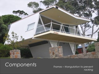 Components Frames – triangulation to prevent
racking
 