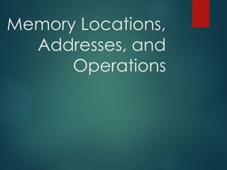 Memory Locations,
Addresses, and
Operations
 